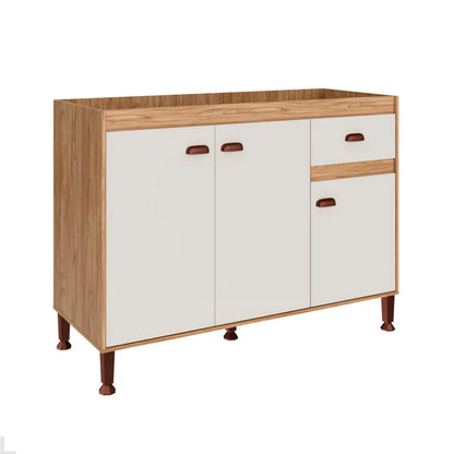 Balcão de Pia para Cozinha MB 1030 120cm armário com 3 portas, 1 gaveta