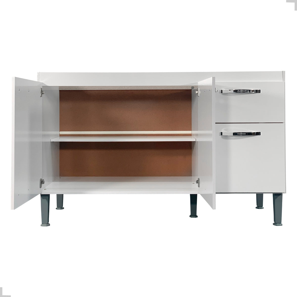 Balcão de Cozinha 120cm 3 Portas 1 Gaveta sem Tampo com Pés Reguláveis