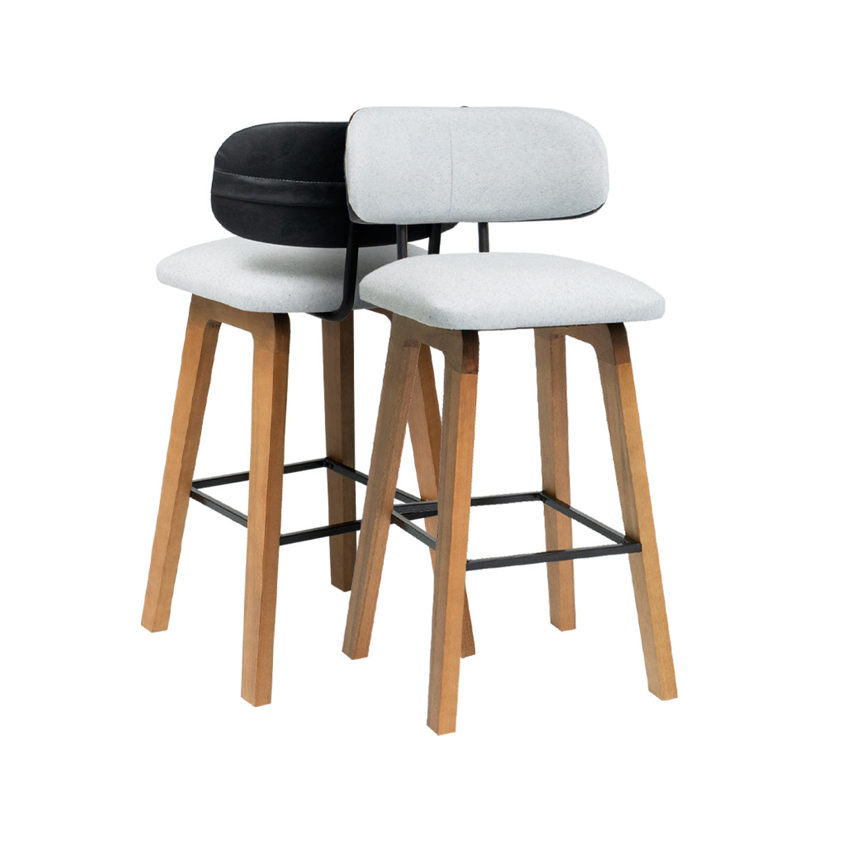 Kit 2 Banquetas Aurora em Madeira Maciça com Assento Estofado e Encosto Anatômico — Conforto para Cozinha Gourmet