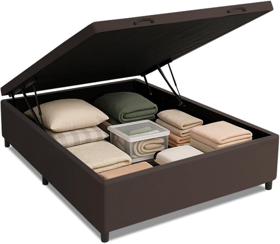 Base Box Baú Casal 138x188 Linho – Pistão a Gás