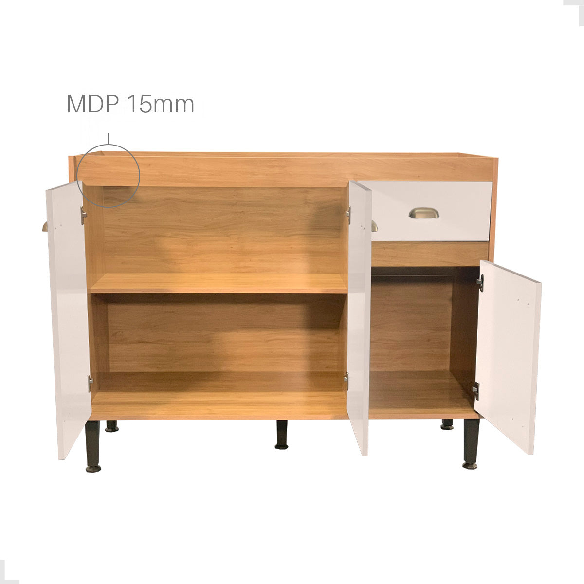 Balcão de Pia para Cozinha MB 1030 120cm armário com 3 portas, 1 gaveta