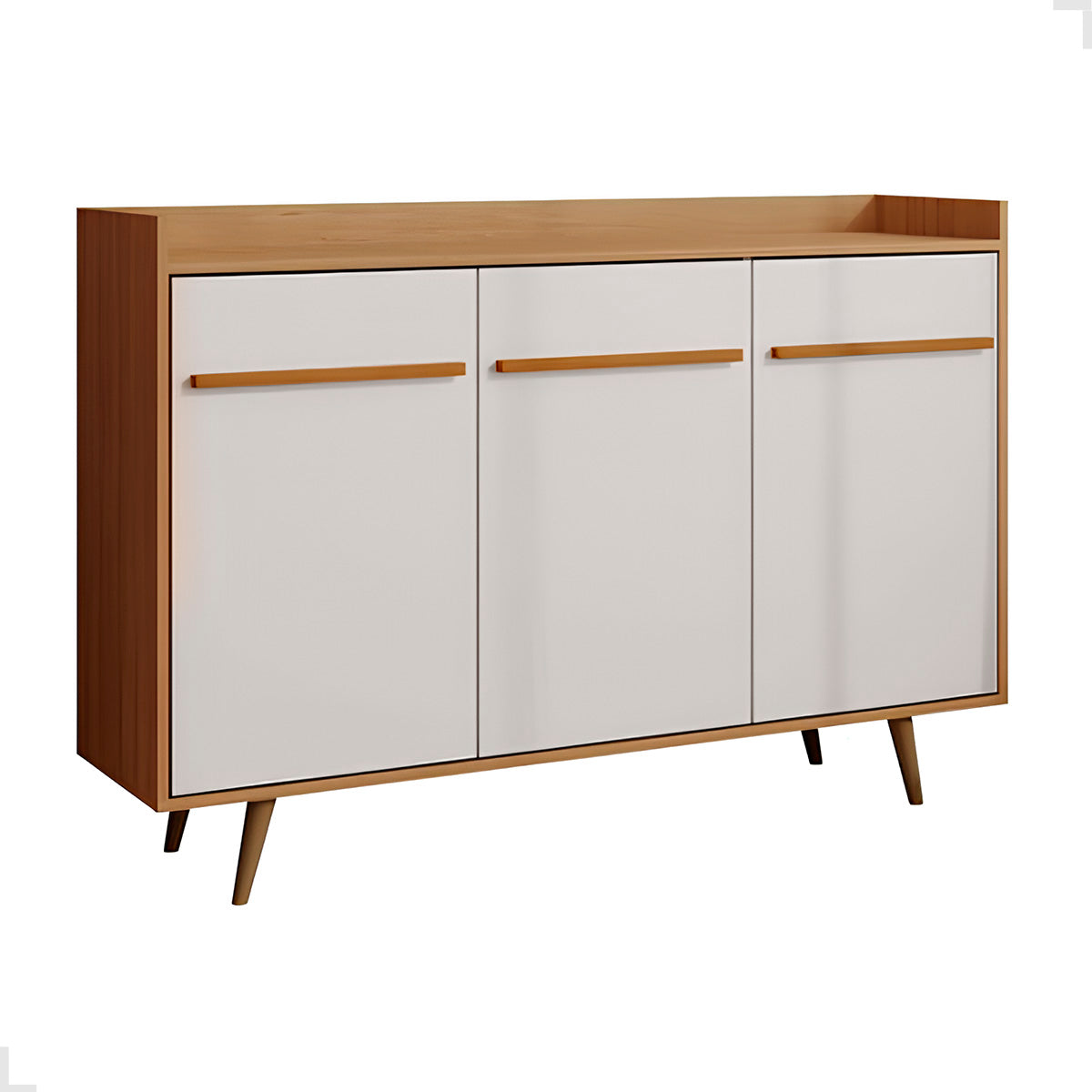 Aparador Buffet Quartzo 3 Portas com pés de madeira maciça com Prateleiras Internas para Sala de Jantar