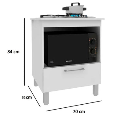 Balcão de Cozinha para Cooktop 4 Bocas com Porta Basculante e Nicho