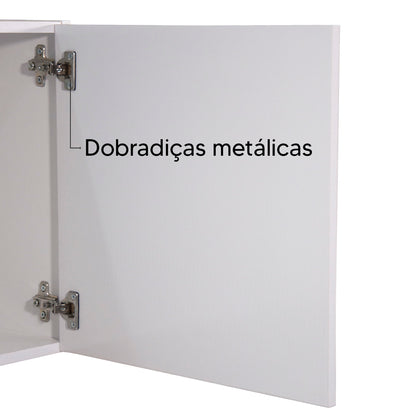 Armário Aéreo de Cozinha Light 1,20m — Estrutura em MDP 12mm com Pintura UV, 3 Portas e Dobradiças Metálicas para Organizar Cozinha Compacta