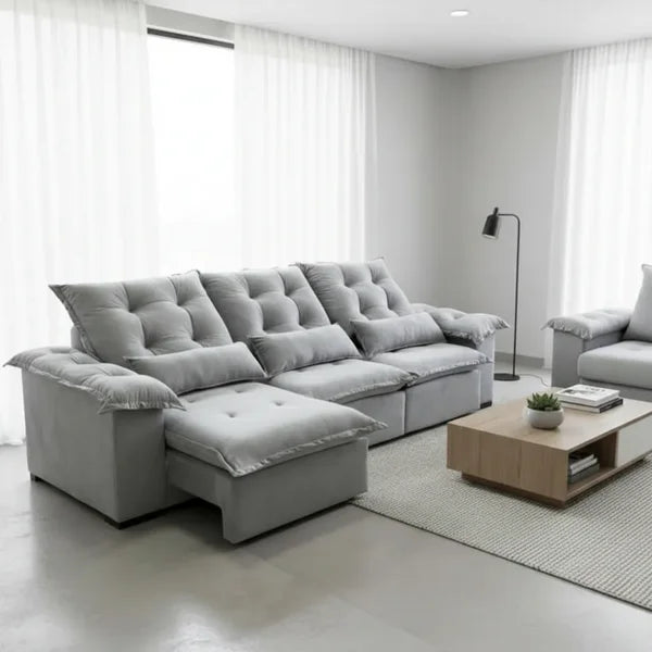 Sofá Retrátil e Reclinável Ferrari 3,00m com Molas Ensacadas e Pillow Top