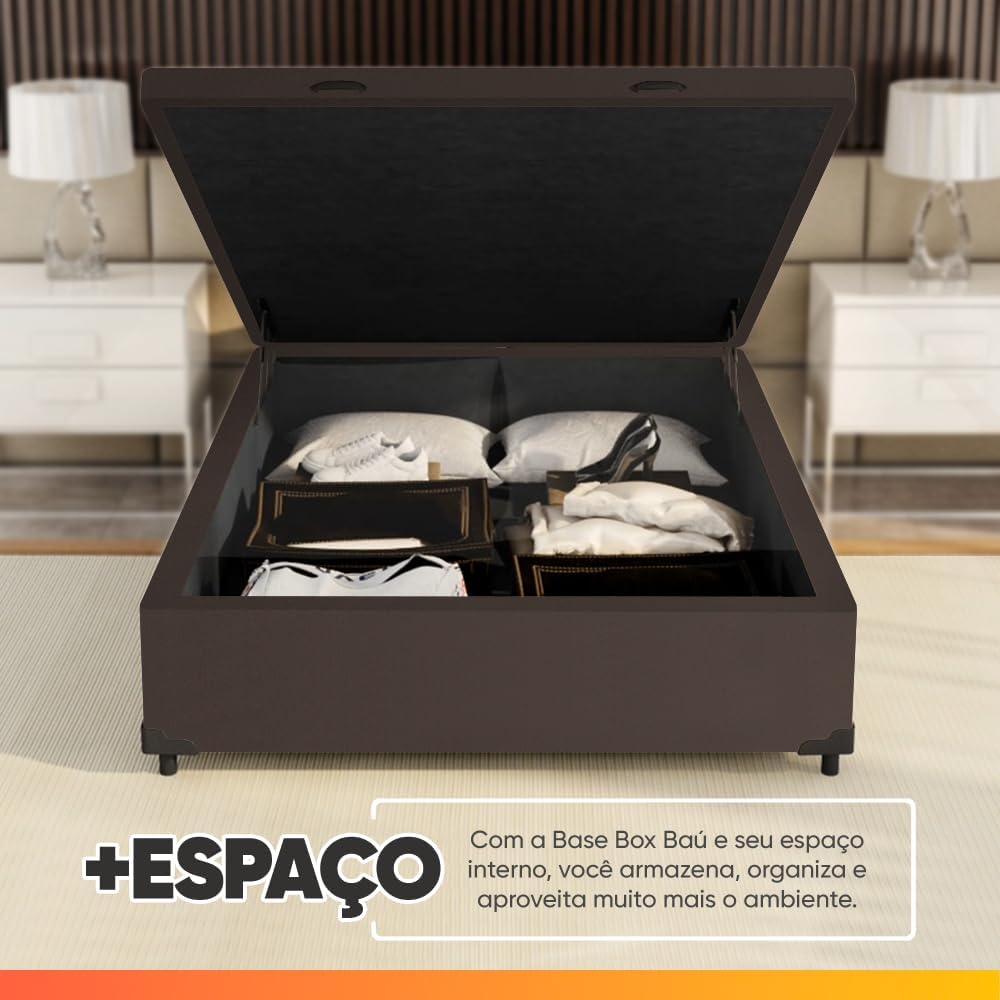 Base Box Baú Casal 138x188 Linho – Pistão a Gás