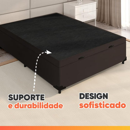 Base Box Baú Casal 138x188 Linho – Pistão a Gás