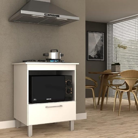 Balcão de Cozinha para Cooktop 4 Bocas com Porta Basculante e Nicho