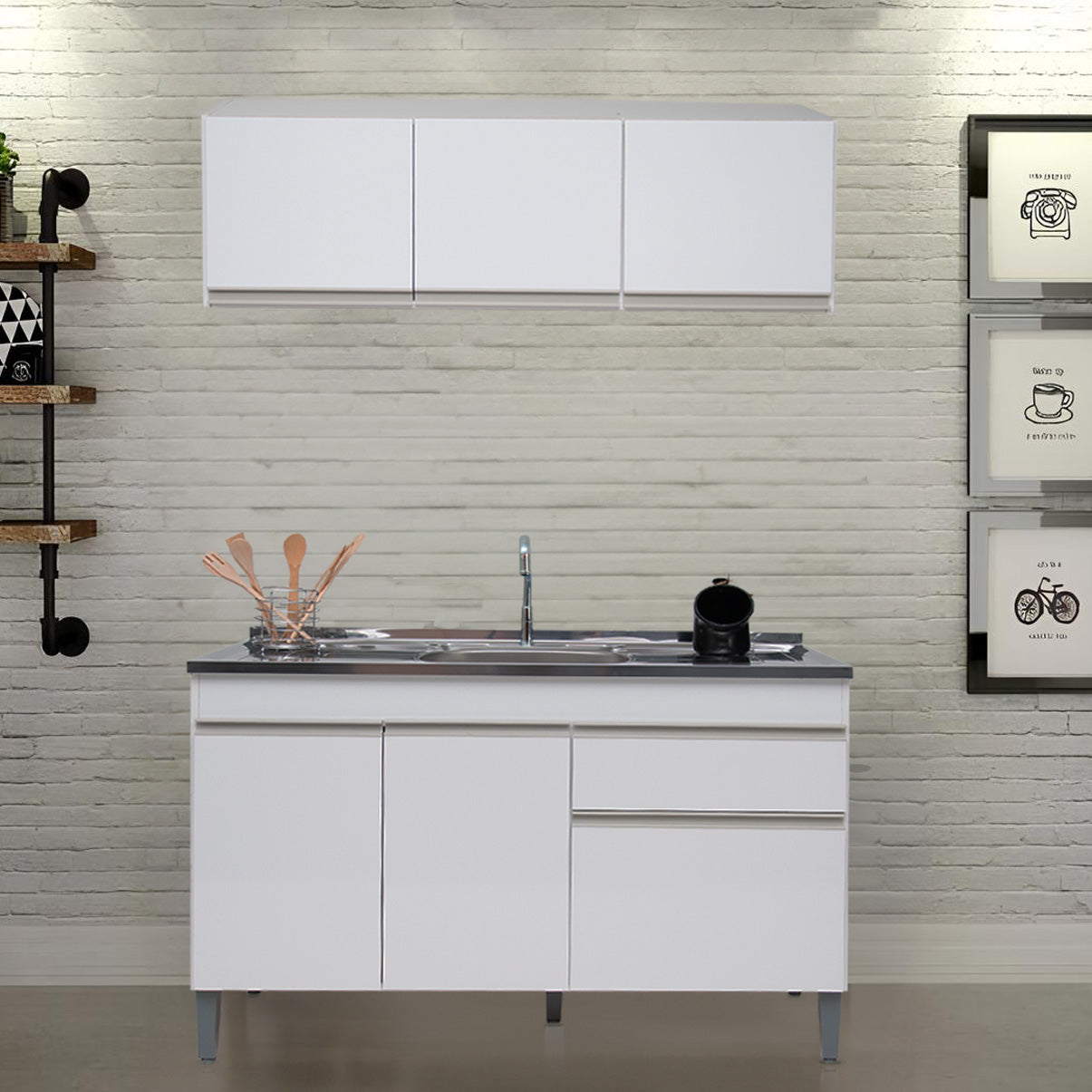 Armário Aéreo de cozinha Splendore 120cm — Estrutura em MDP com Pintura UV, Puxadores ABS e Dobradiças Metálicas para Organizar Cozinha, Sala ou Lavanderia