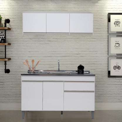 Armário Aéreo de cozinha Splendore 120cm — Estrutura em MDP com Pintura UV, Puxadores ABS e Dobradiças Metálicas para Organizar Cozinha, Sala ou Lavanderia