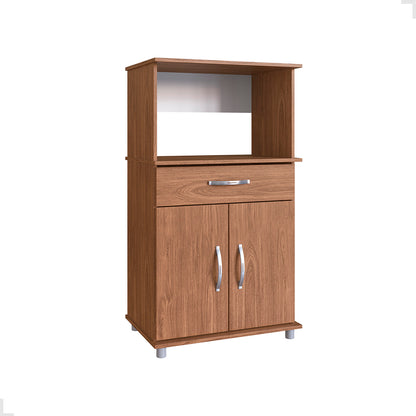 Balcão Armário de Forno Laura para cozinha, com espaço para forno e micro-ondas e tampo de apoio multiuso