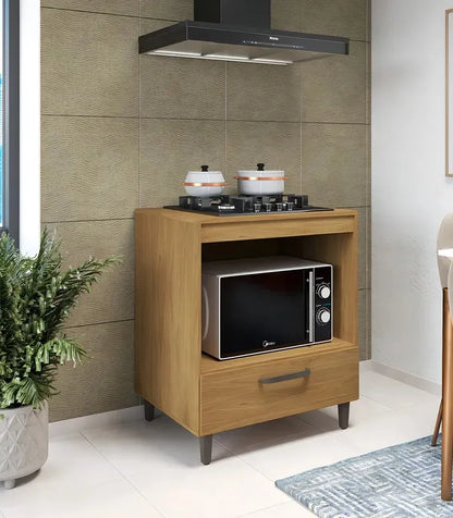 Balcão de Cozinha para Cooktop 4 Bocas com Porta Basculante e Nicho