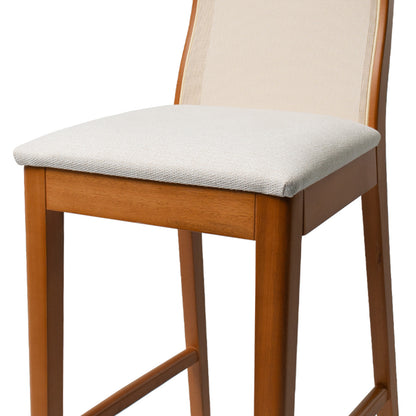 Kit Conjunto Banqueta Arizona em Madeira Maciça com Assento Estofado em Linho e Encosto Tela Sling — Conforto e Estilo para Cozinha Gourmet