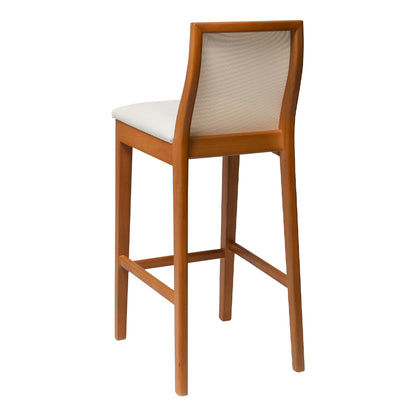Kit Conjunto Banqueta Arizona em Madeira Maciça com Assento Estofado em Linho e Encosto Tela Sling — Conforto e Estilo para Cozinha Gourmet