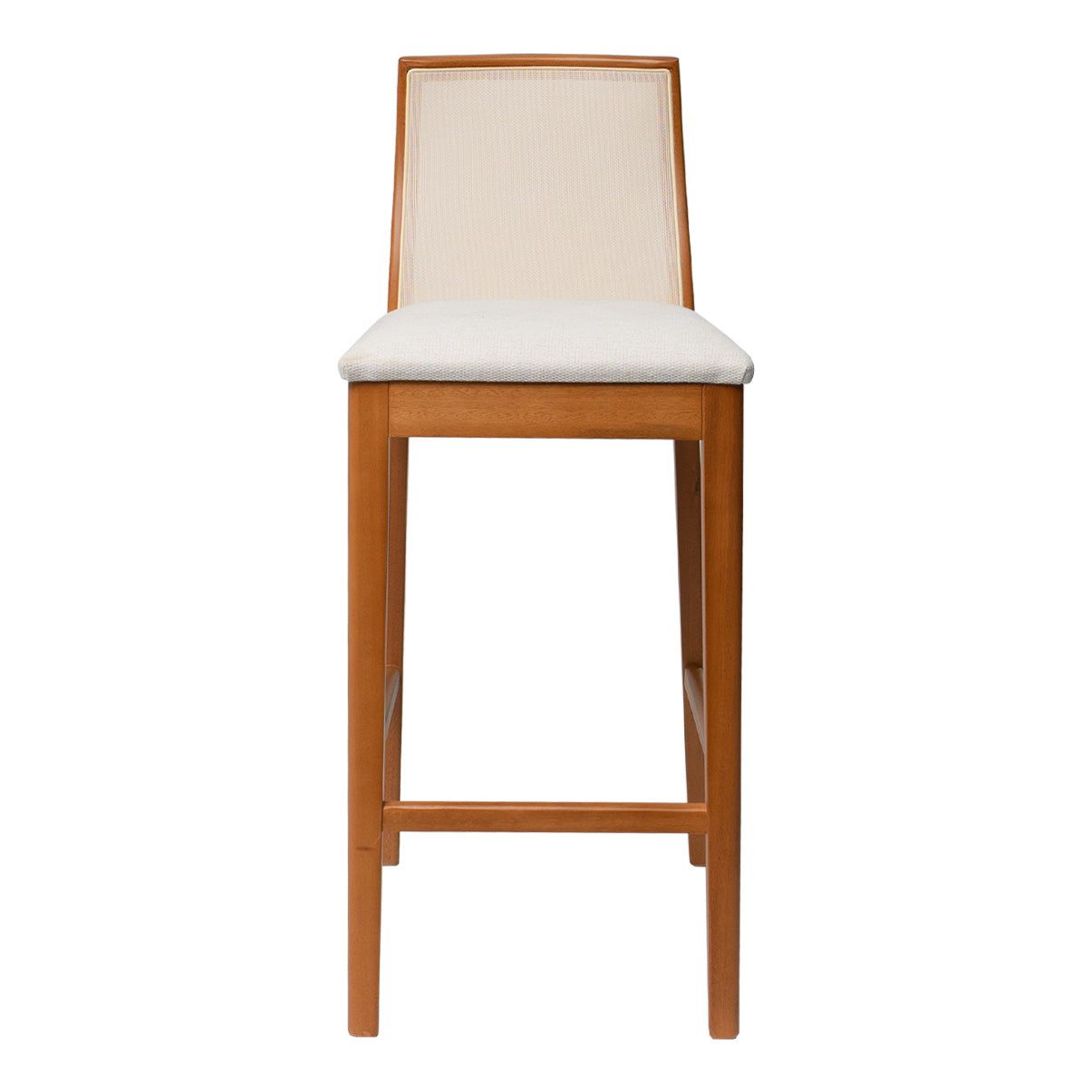 Kit Conjunto Banqueta Arizona em Madeira Maciça com Assento Estofado em Linho e Encosto Tela Sling — Conforto e Estilo para Cozinha Gourmet