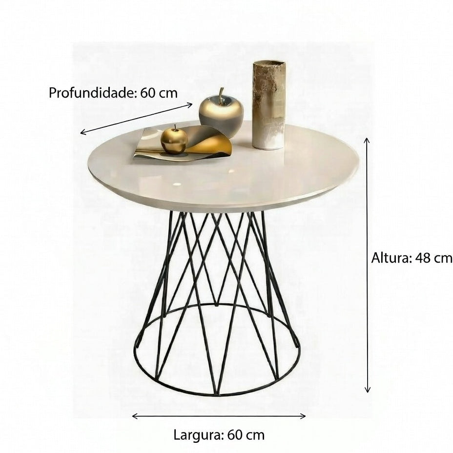 Mesa de Centro JB 8040 MDF com Pés em Ferro – Borda Invertida