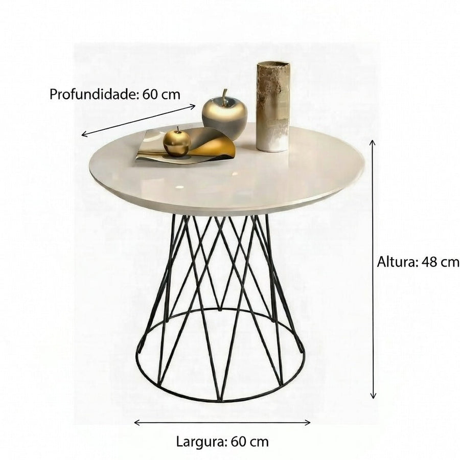 Mesa de Centro JB 8040 MDF com Pés em Ferro – Borda Invertida