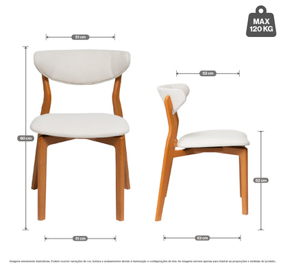 Kit Conjunto Cadeira Vênus em Madeira Maciça de Eucalipto com Assento e Encosto Estofados — Conforto e Design Elegante para Sala de Jantar