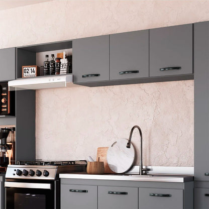 Armário Aéreo de Cozinha Light 1,20m — Estrutura em MDP 12mm com Pintura UV, 3 Portas e Dobradiças Metálicas para Organizar Cozinha Compacta