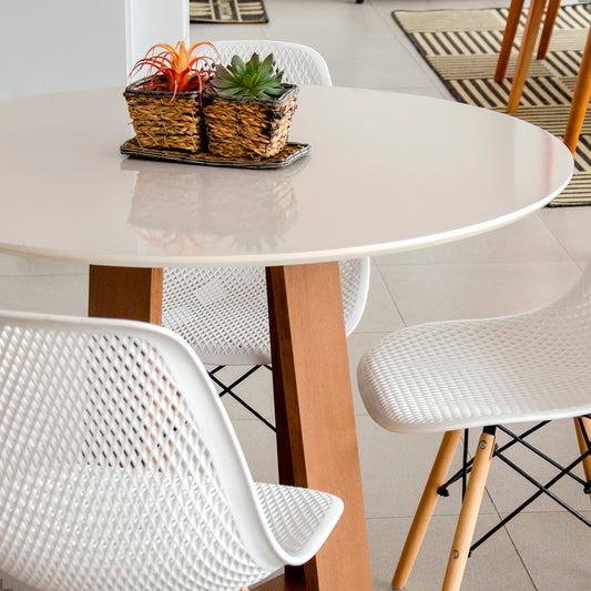 Mesa de Jantar 4 Lugares Redonda em MDF Athenas