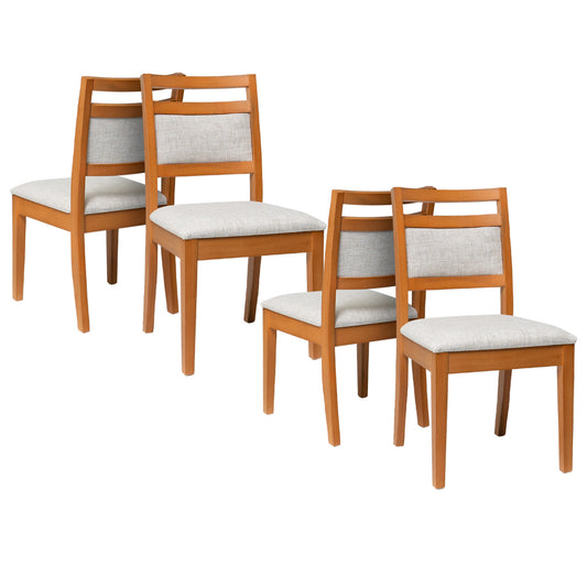 Kit Conjunto Cadeira Caribe em Madeira Maciça de Eucalipto com Assento e Encosto Estofados – Conforto e Elegância para Sala de Jantar