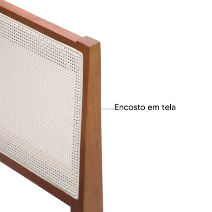Kit 2 Cadeiras de jantar em madeira com estofado confortável, ideal para salas modernas. Acabamento em verniz UV e estrutura resistente de alta qualidade.