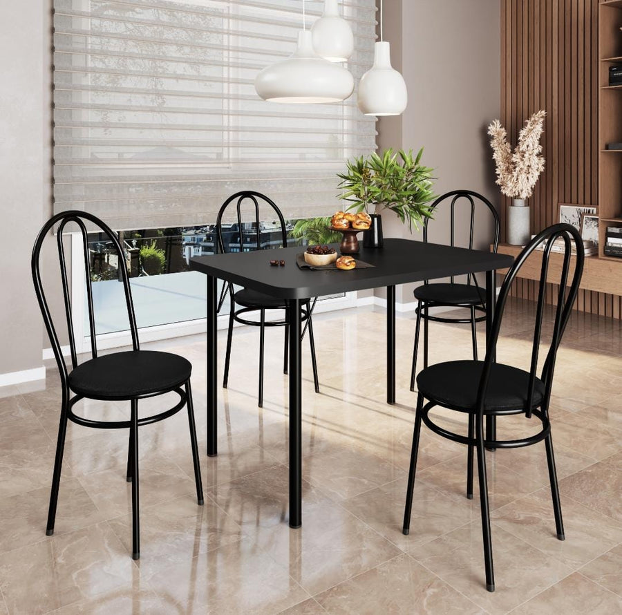 Conjunto de Mesa com 4 Cadeiras em Metalon