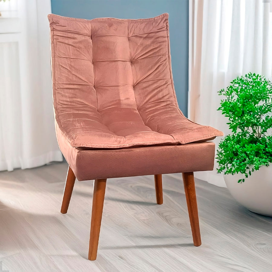 Poltrona Bremen com Pillow Top e Pés Palito em Madeira de Eucalipto