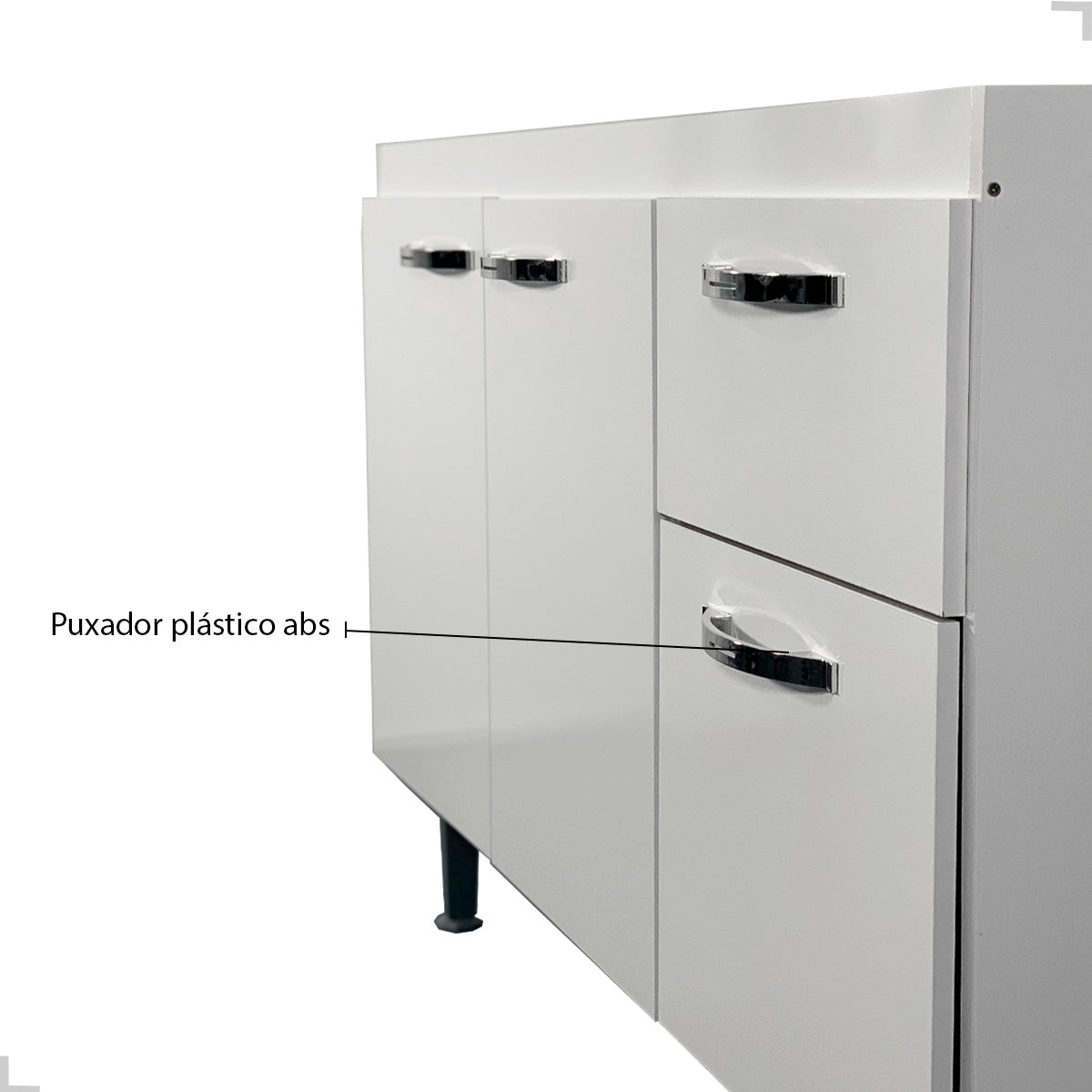 Balcão de Cozinha 120cm 3 Portas 1 Gaveta sem Tampo com Pés Reguláveis