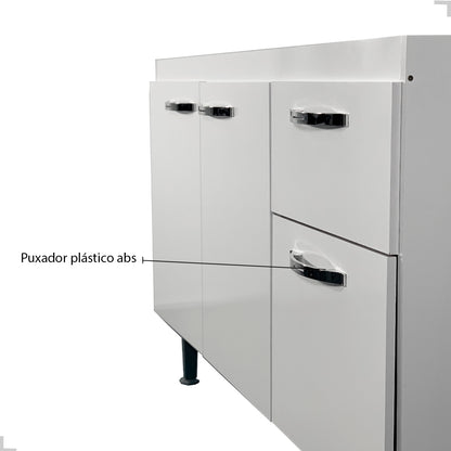 Balcão de Cozinha 120cm 3 Portas 1 Gaveta sem Tampo com Pés Reguláveis