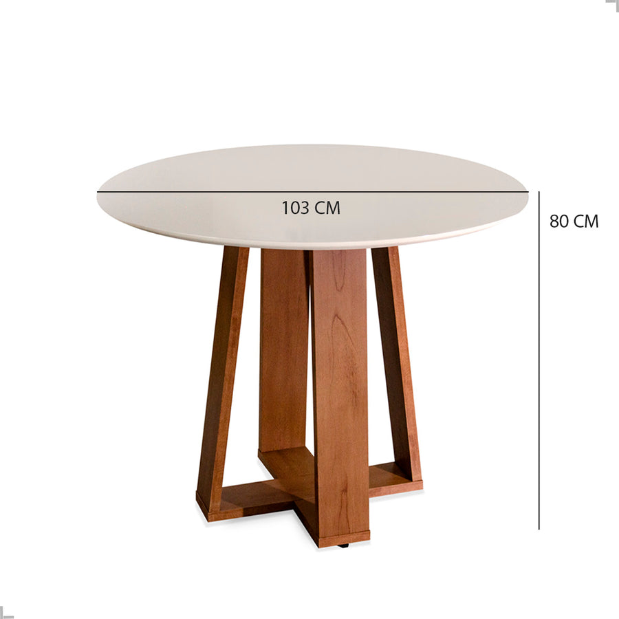 Mesa de Jantar Athenas 4 Lugares Redonda – Estrutura em MDF