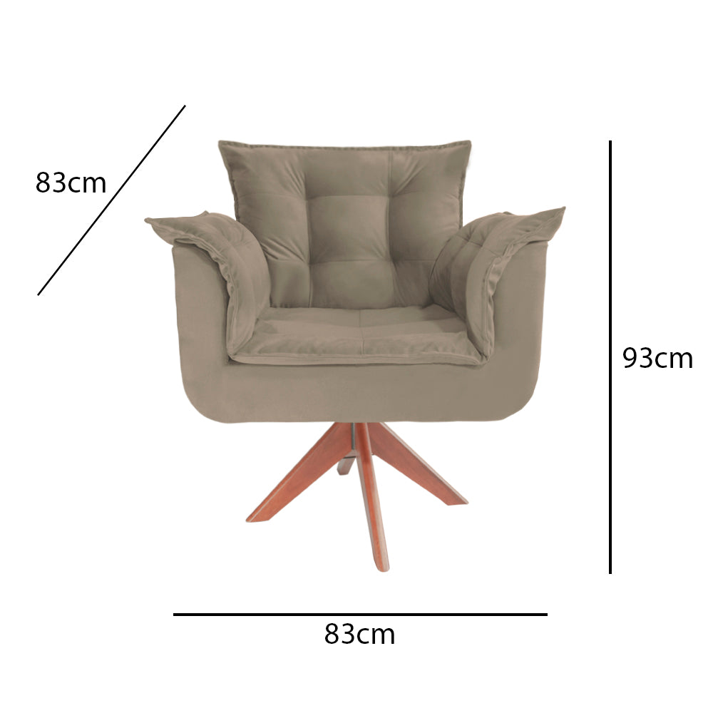 Poltrona Silícia Giratória Deluxe – Estrutura em Eucalipto