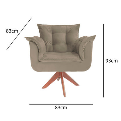 Poltrona Silícia Giratória Deluxe – Estrutura em Eucalipto