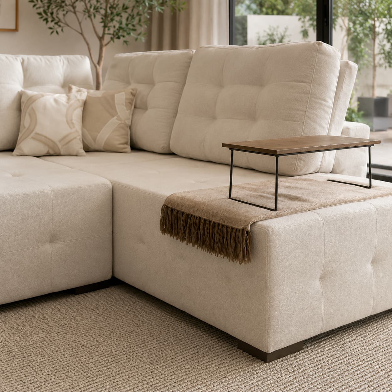 Sofá de Canto Sofisticale 310cm em L Estofado Modular com Chaise