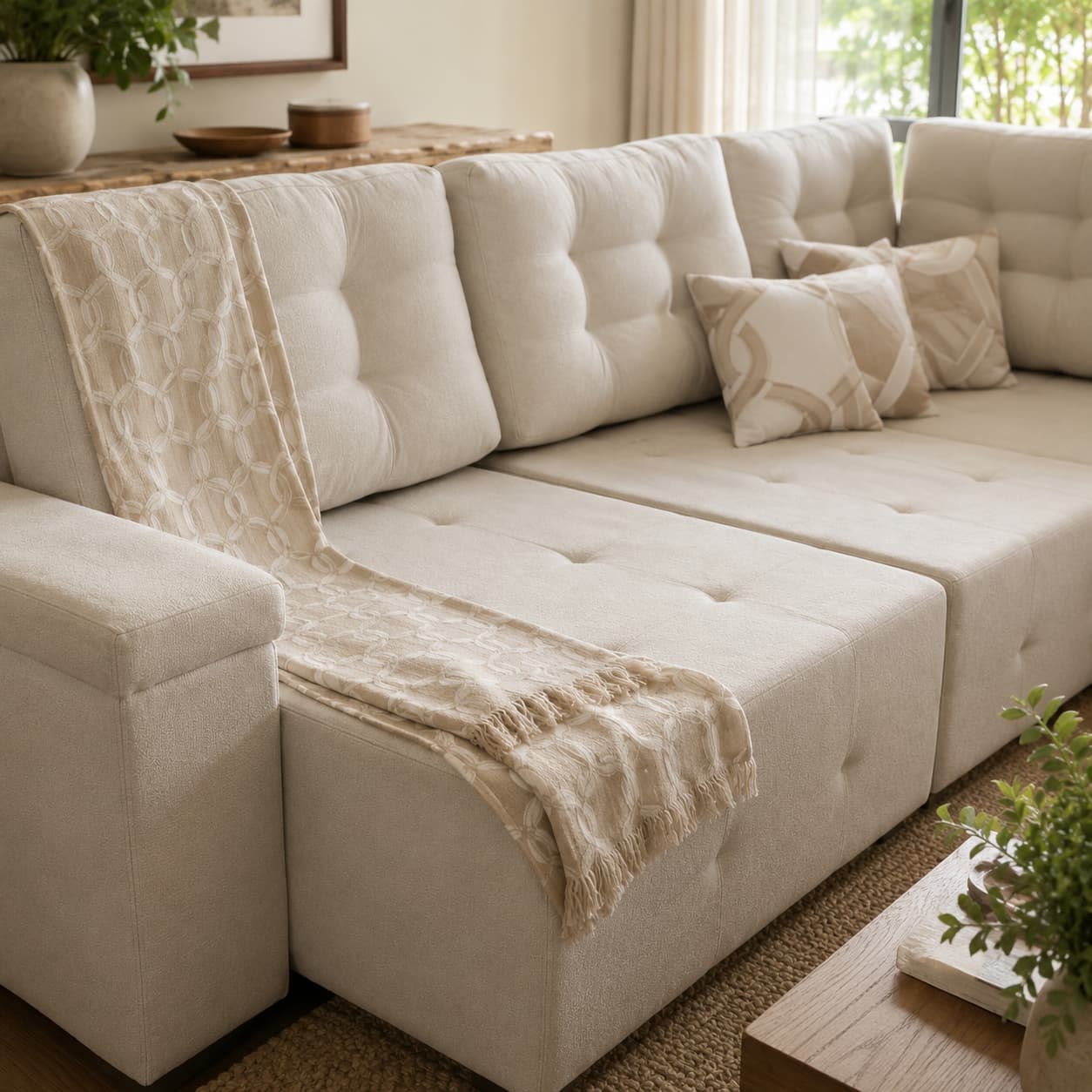 Sofá de Canto Sofisticale 310cm em L Estofado Modular com Chaise