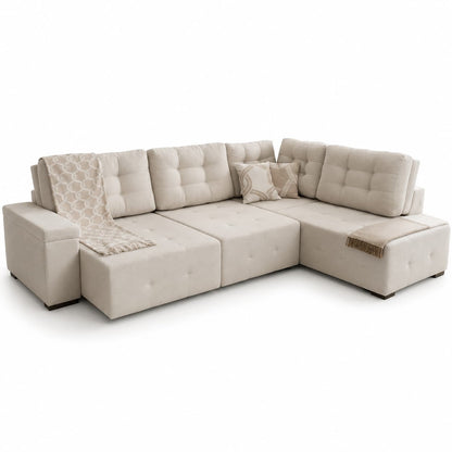 Sofá de Canto Sofisticale 310cm em L Estofado Modular com Chaise