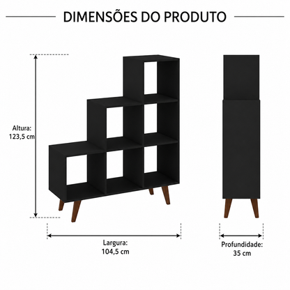 Estante Livreiro Retrô com 6 Nichos e Pés 104,5x123,5 cm - imagem 6