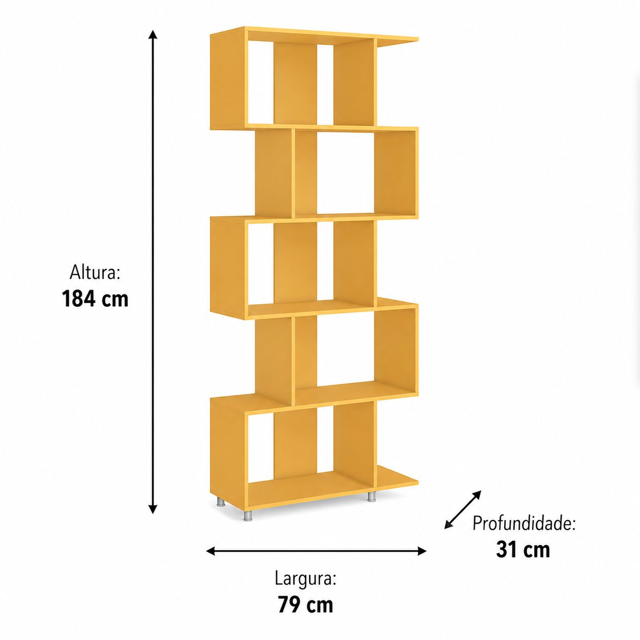 Estante Alta Modular com 5 Nichos 79x184 cm Amarela - imagem 2