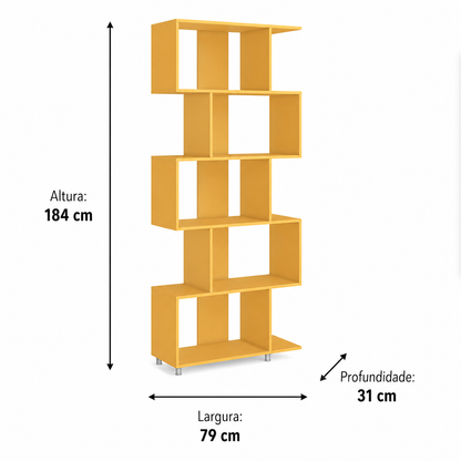 Estante Alta Modular com 5 Nichos 79x184 cm Amarela - imagem 2
