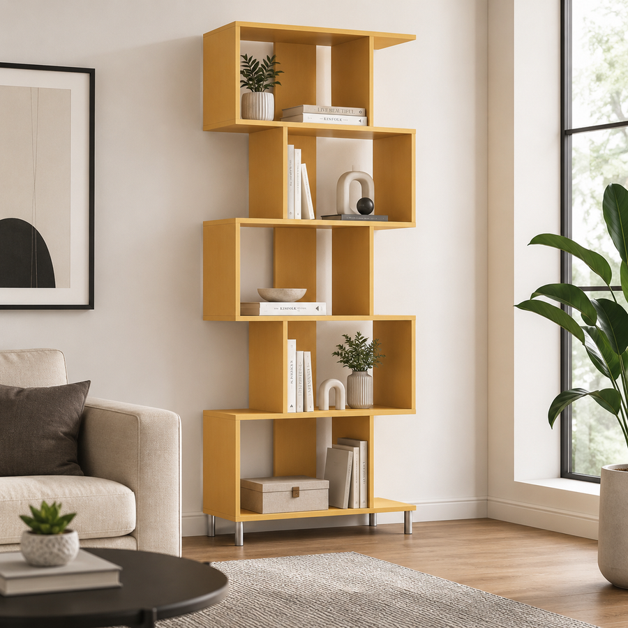 Estante Alta Modular com 5 Nichos 79x184 cm Amarela - imagem 1