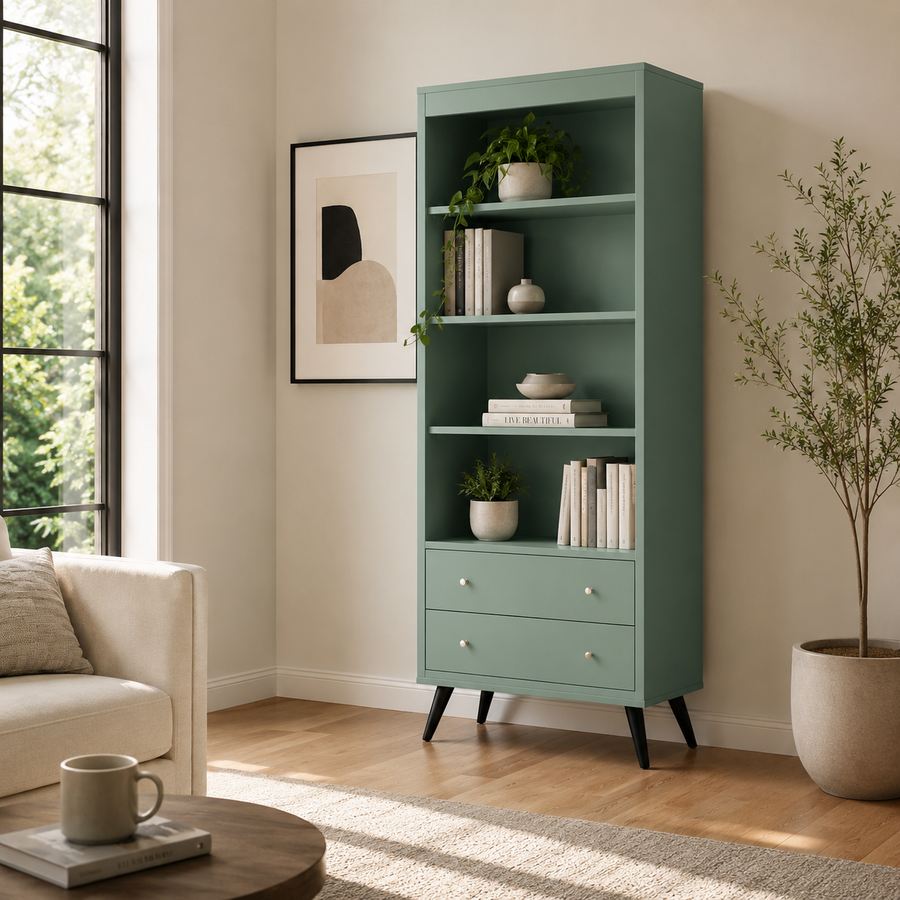 Estante Alta Retrô com 2 Gavetas e 3 Prateleiras 70x182 cm - imagem 1