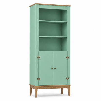 Estante Colonial com 2 Portas, 3 Nichos e Pés de Madeira 75x180 cm