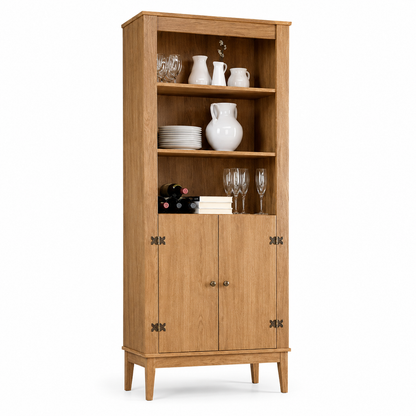 Estante Colonial com 2 Portas, 3 Nichos e Pés de Madeira 75x180 cm