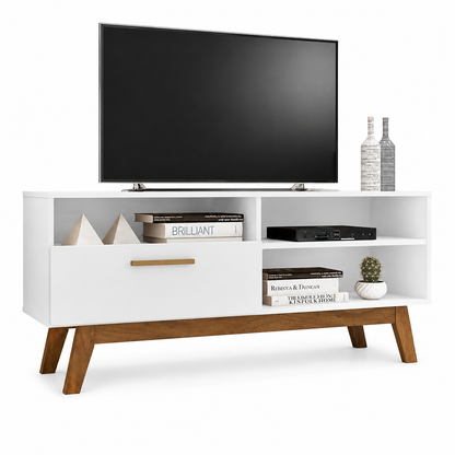 Rack Bancada Paládio  para TV até 55” com Pés de Madeira