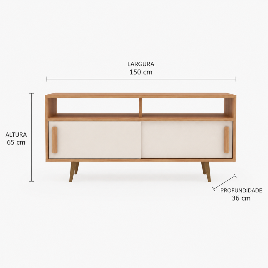 Rack Filadélfia 150cm com 2 Portas de Correr e Prateleira