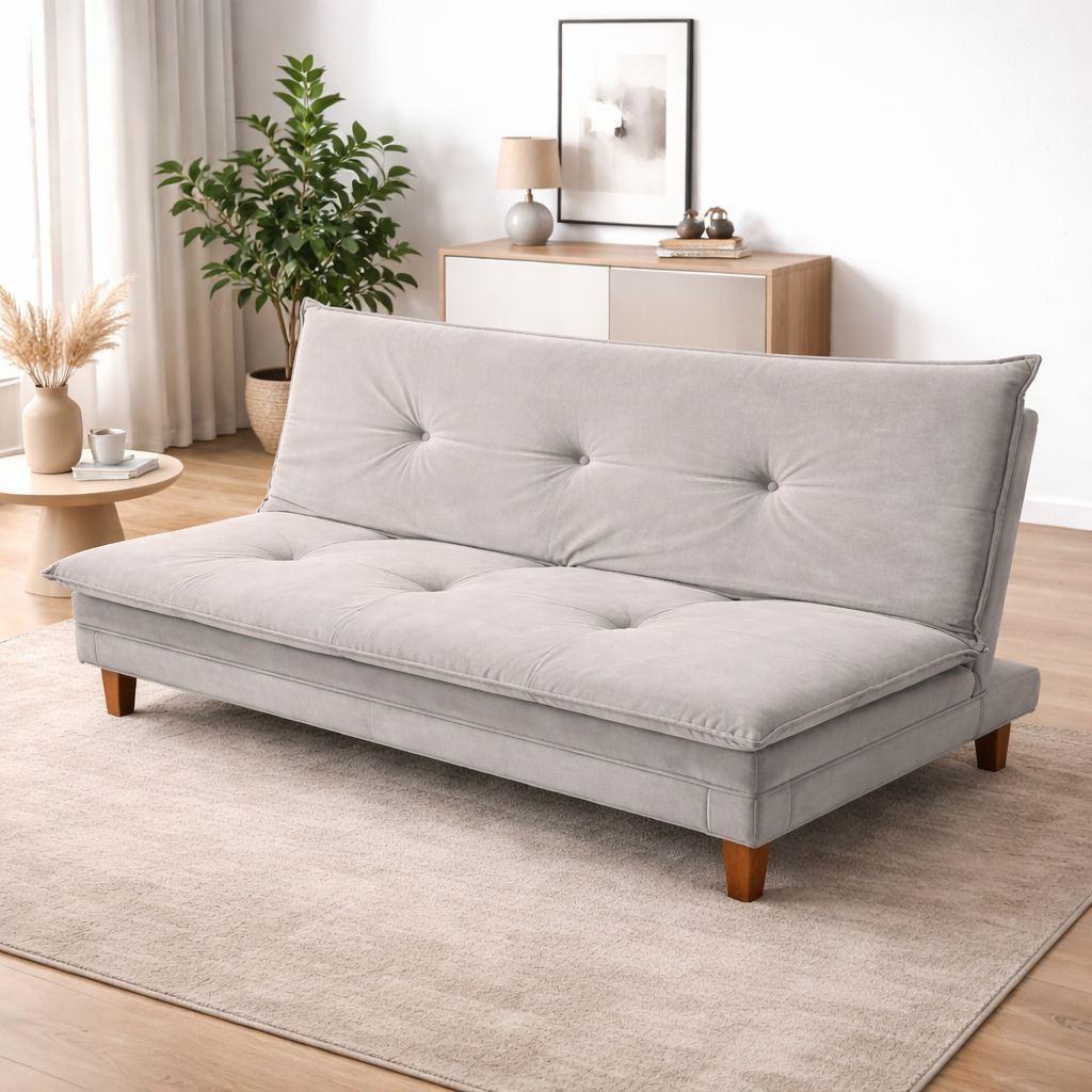 Sofá-Cama Maia — Conforto, Estilo e Encosto Regulável para Ambientes Multifuncionais