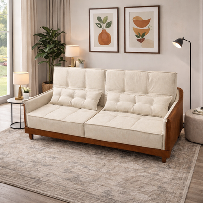 Sofá-Cama Arizona 210cm Linho/Corino – Espuma D28