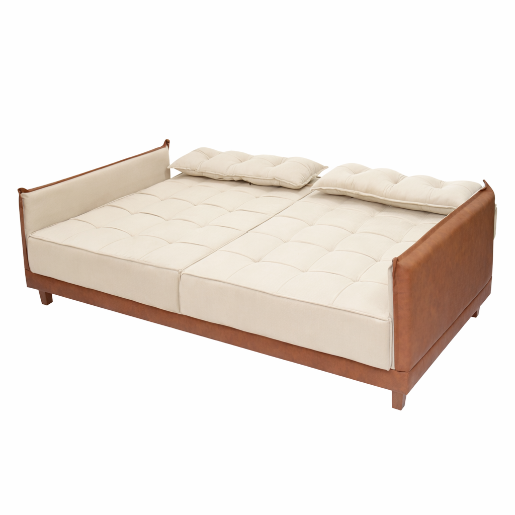 Sofá-Cama Arizona 210cm Linho/Corino – Espuma D28