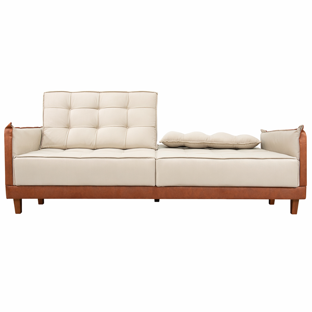 Sofá-Cama Arizona 210cm Linho/Corino – Espuma D28