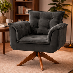 Poltrona Silícia Giratória Deluxe – Estrutura em Eucalipto